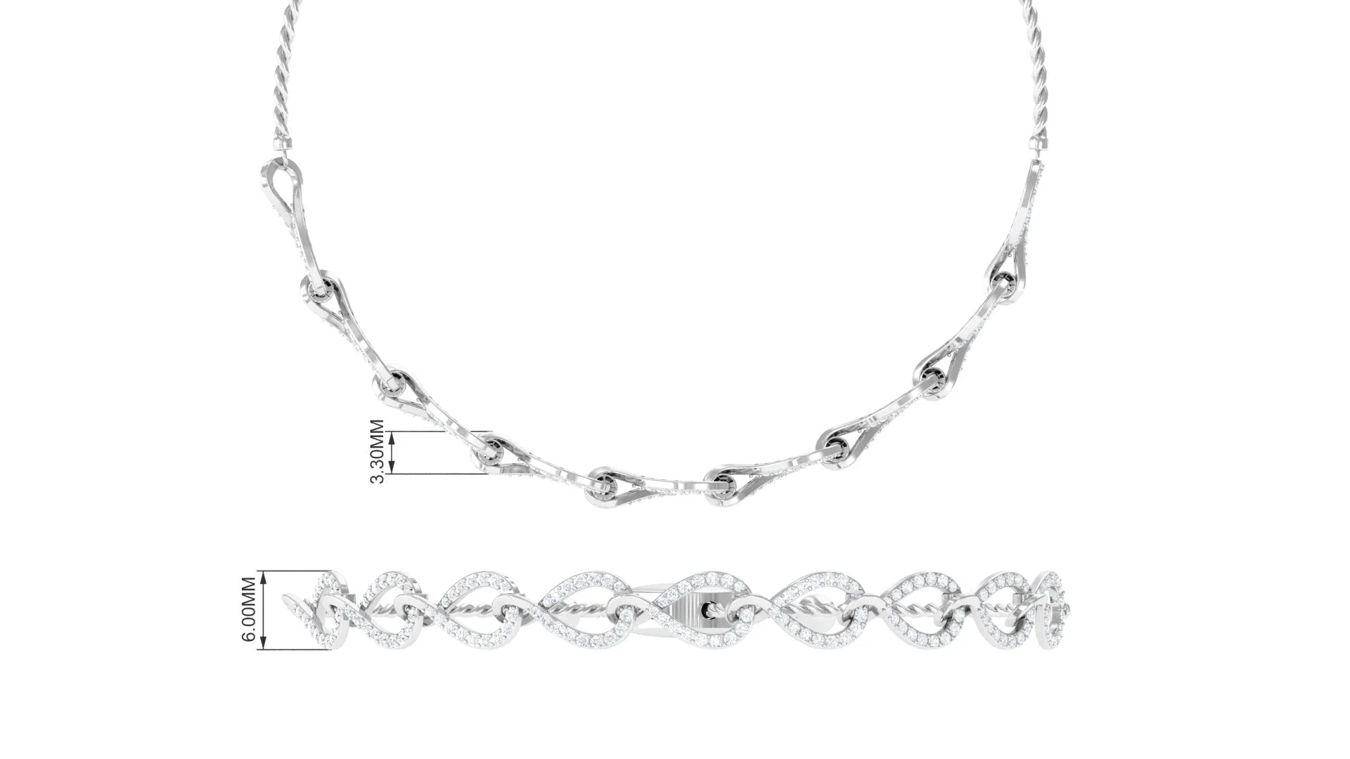 1 CT Zircon Minimal Infinity Bolo Bracelet