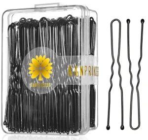 100PCS 2.4Inch U Shaped Hair Pins,Black Bobby Pins for All Hair Types,Hair Pins for Women,Pain-Free U Pins for Buns With BoxBlack
