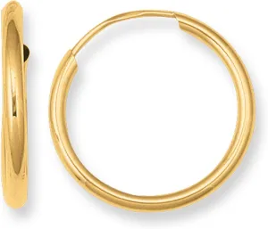 10k Yellow Gold Shiny Endless Round Hoop Earrings