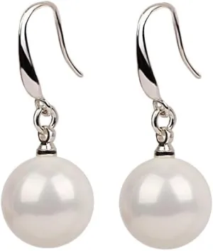 10mm Silver Pearl Earrings, Retro Pearl Earrings, Long Style, Elegant Women's Earrings, Earrings