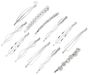 12 Pcs Hair Pins Set,Pearl Hair Clips Geometric Hair Pins Metal Hairpin,Minimalist Hair Styling Jewelry,Wedding Dainty Hair Barrettes Accessories,Bobby Pin for Girl Women