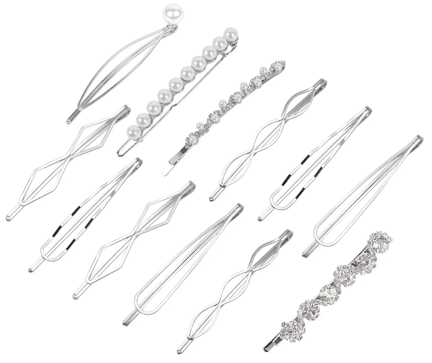 12 Pcs Hair Pins Set,Pearl Hair Clips Geometric Hair Pins Metal Hairpin,Minimalist Hair Styling Jewelry,Wedding Dainty Hair Barrettes Accessories,Bobby Pin for Girl Women
