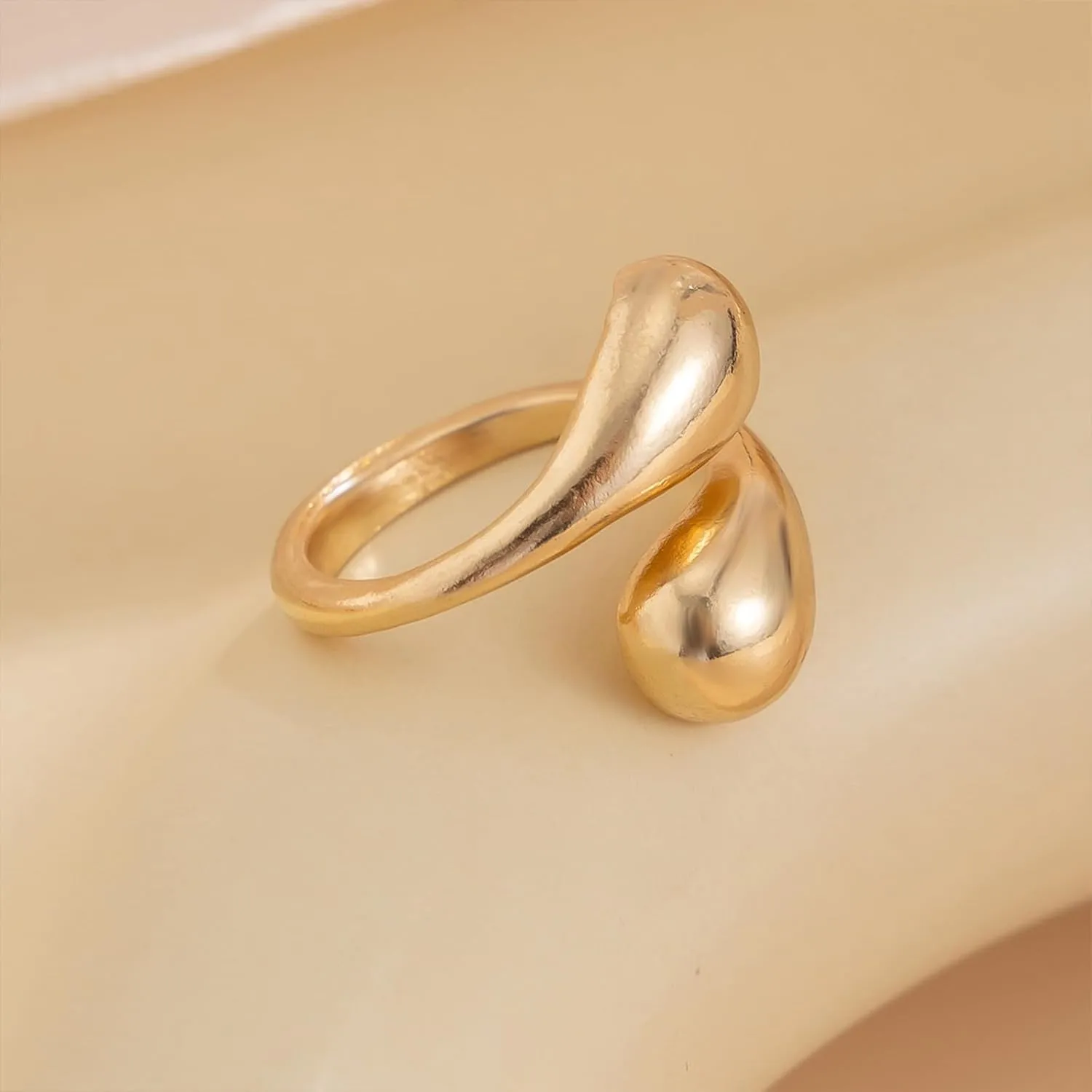 14K Chunky Gold Rings Non Tarnish Adjustable Silver Statement Rings Bold Thick Stackable Gold Rings Chunky Rings for Women Gold Plated Jewelry