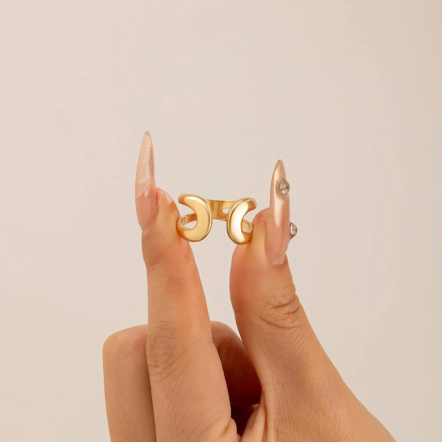 14K Chunky Gold Rings Non Tarnish Adjustable Silver Statement Rings Bold Thick Stackable Gold Rings Chunky Rings for Women Gold Plated Jewelry