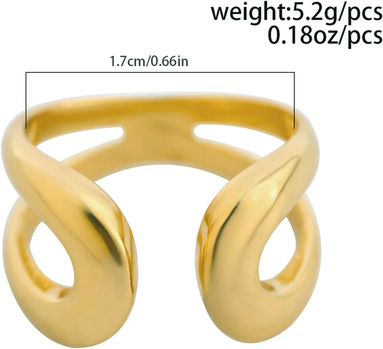 14K Chunky Gold Rings Non Tarnish Adjustable Silver Statement Rings Bold Thick Stackable Gold Rings Chunky Rings for Women Gold Plated Jewelry