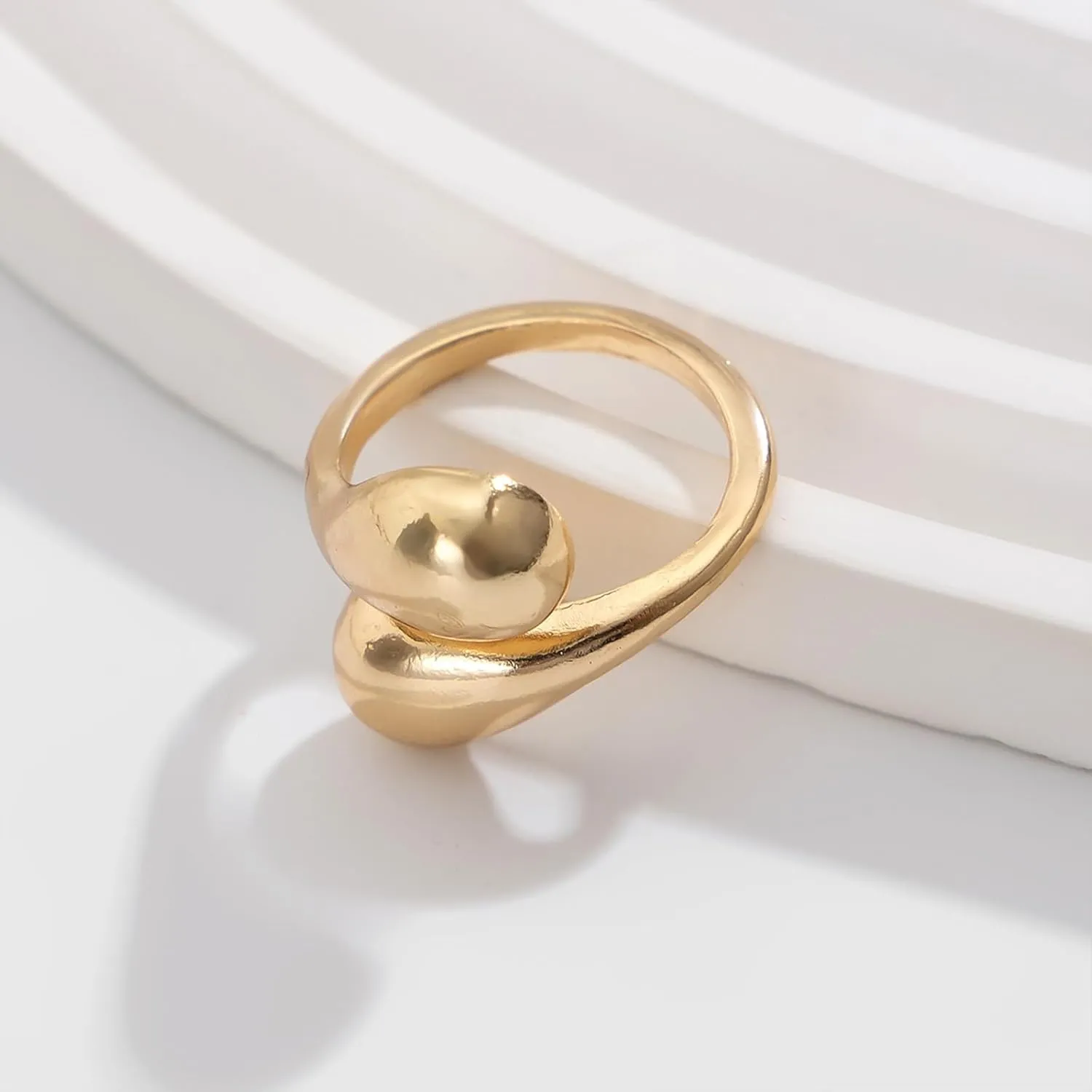 14K Chunky Gold Rings Non Tarnish Adjustable Silver Statement Rings Bold Thick Stackable Gold Rings Chunky Rings for Women Gold Plated Jewelry