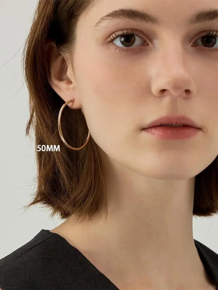 14K Gold Hoop Earrings for Women 14K Gold Earrings Classic Shiny Gold Earring for Women 20/30/40/50mm