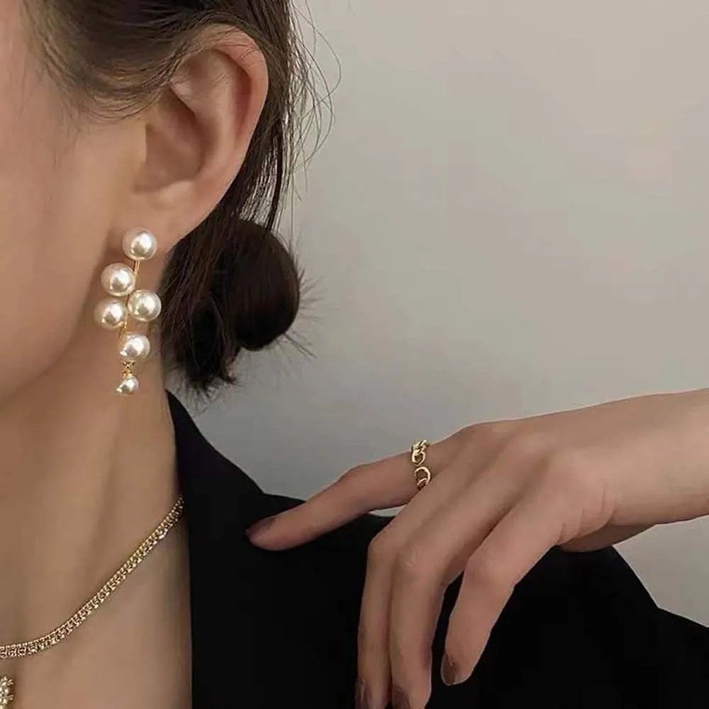 14K Gold Plated Long Pearl Earrings for Women White Pearl Drop Dangle Earring Hypoallergenic Elegant Wedding Pearl Tassel Earrings for Bridal