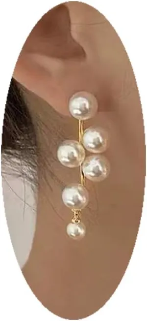 14K Gold Plated Long Pearl Earrings for Women White Pearl Drop Dangle Earring Hypoallergenic Elegant Wedding Pearl Tassel Earrings for Bridal