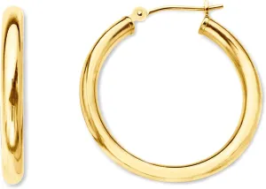 14K Yellow Gold 2MM Shiny Round Tube Hoop Earrings