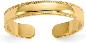 14k Yellow Gold Milgrain Adjustable Toe Ring