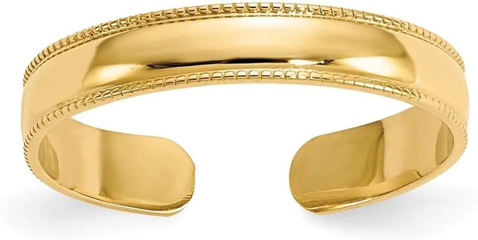 14k Yellow Gold Milgrain Adjustable Toe Ring