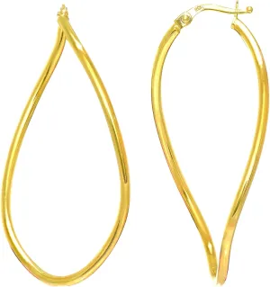 14K Yellow Gold Twisted Oval Infinity Hoop Earrings