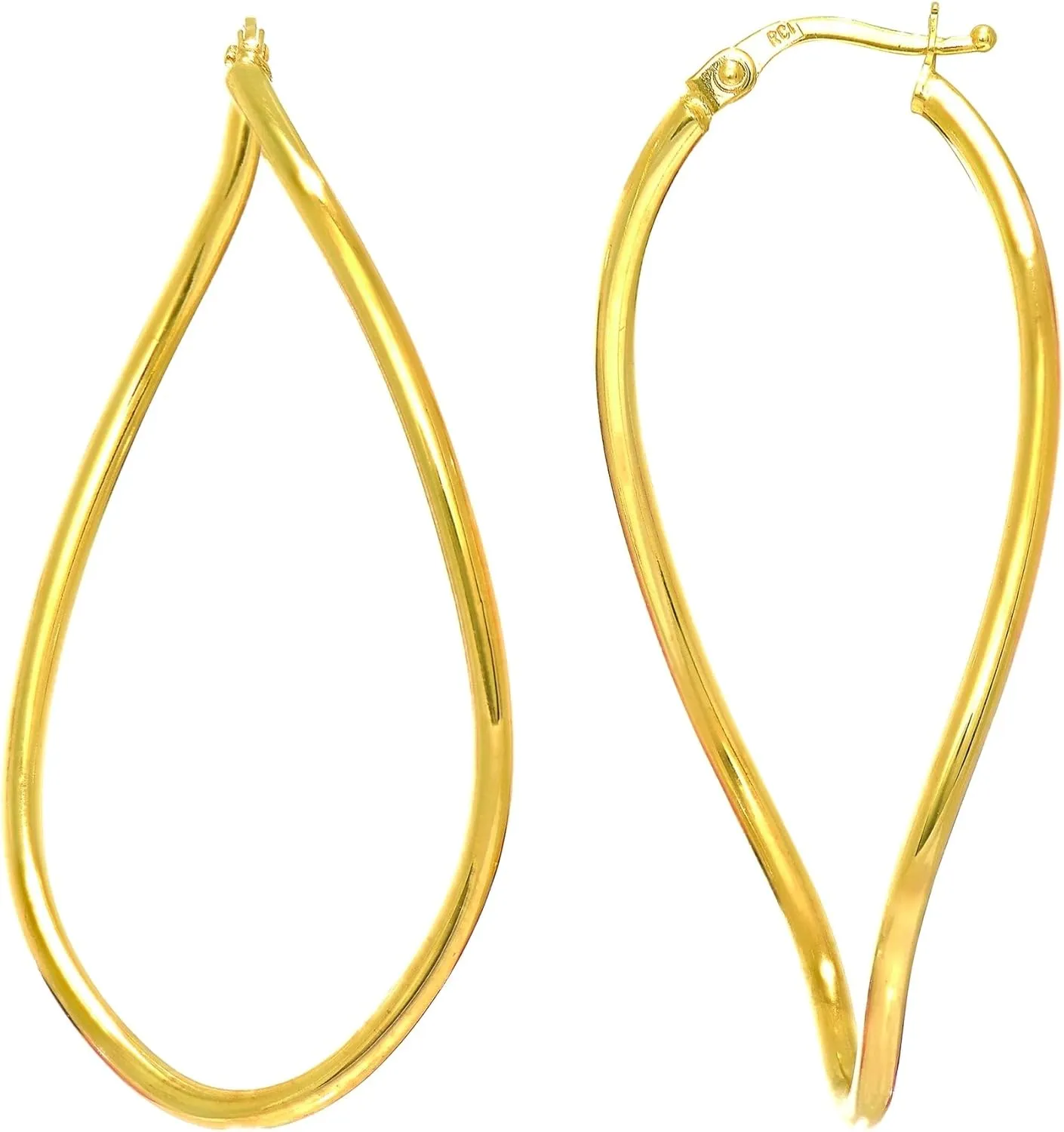 14K Yellow Gold Twisted Oval Infinity Hoop Earrings
