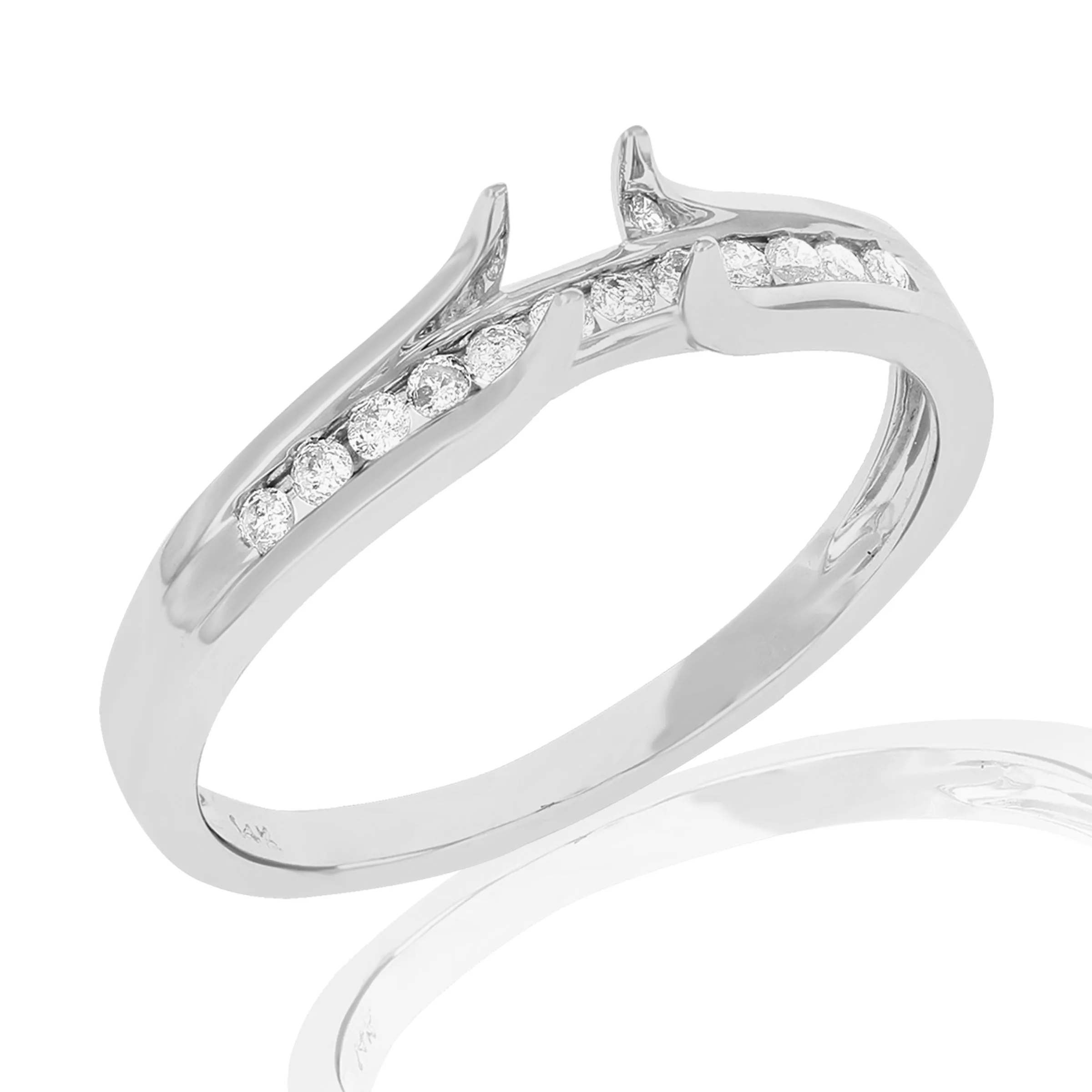 1/8 cttw Diamond Semi Mount Wedding Ring in 14K White Gold