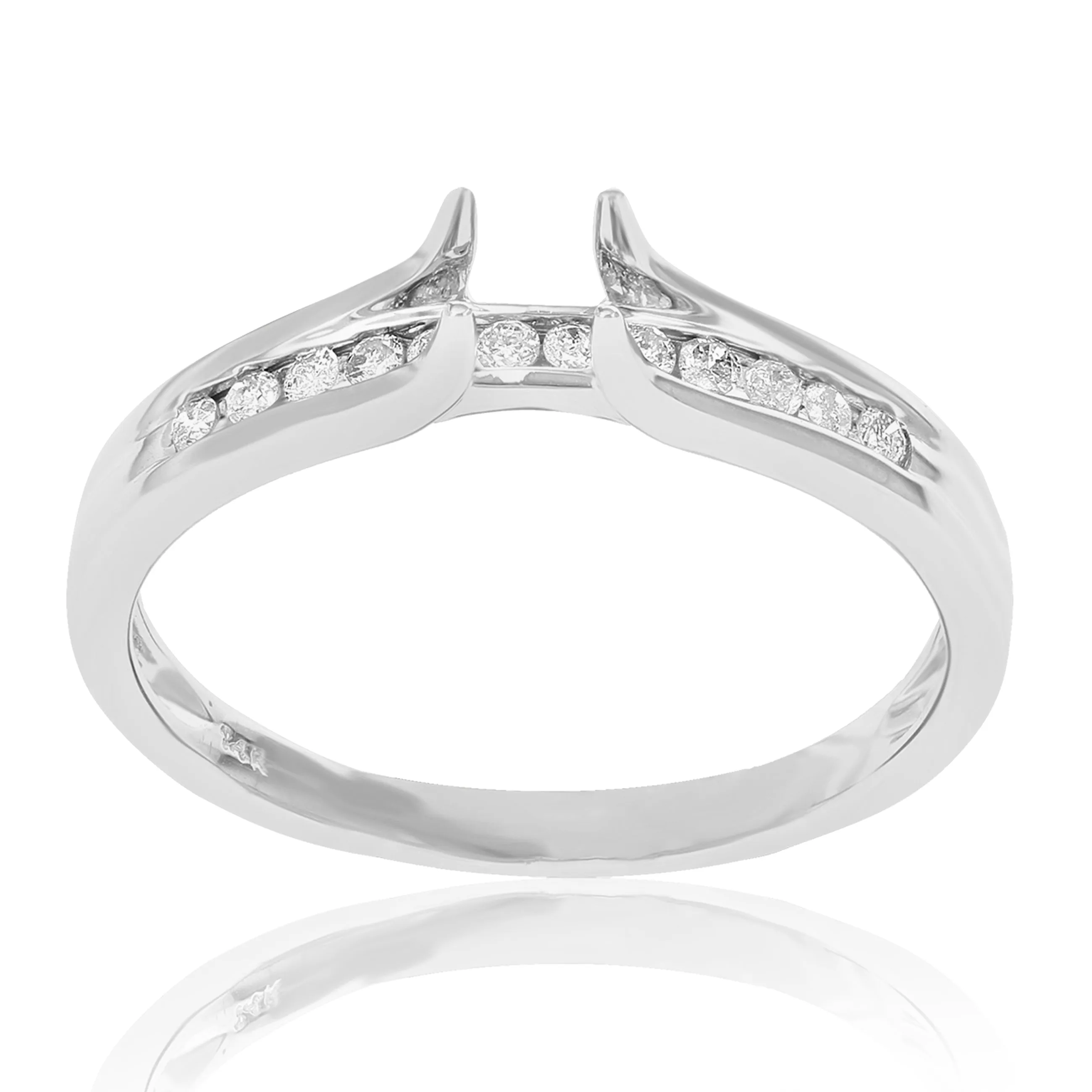 1/8 cttw Diamond Semi Mount Wedding Ring in 14K White Gold
