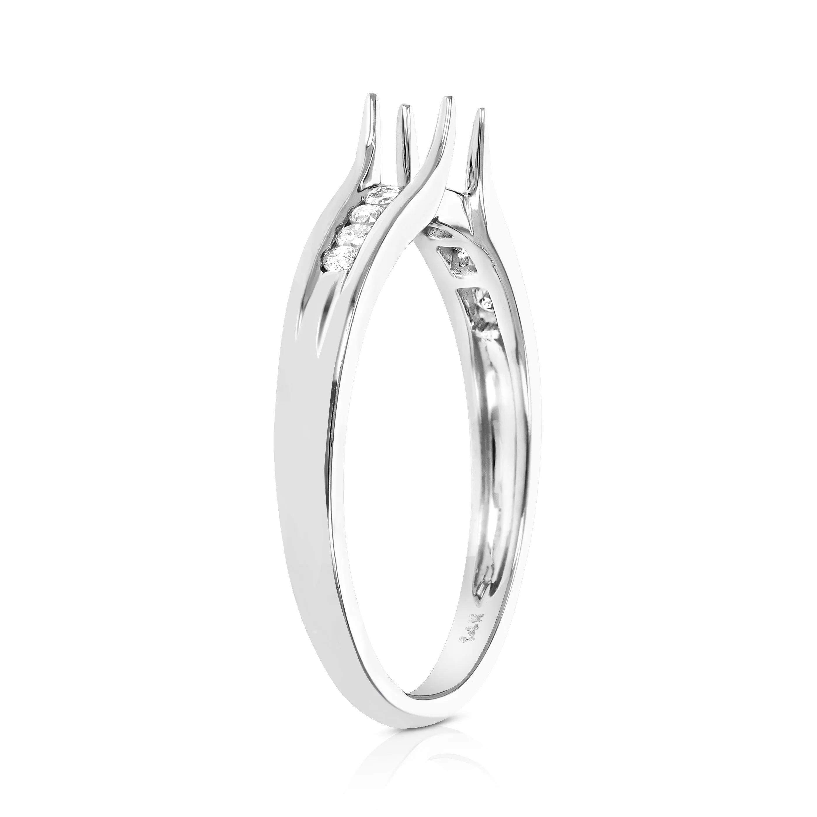 1/8 cttw Diamond Semi Mount Wedding Ring in 14K White Gold