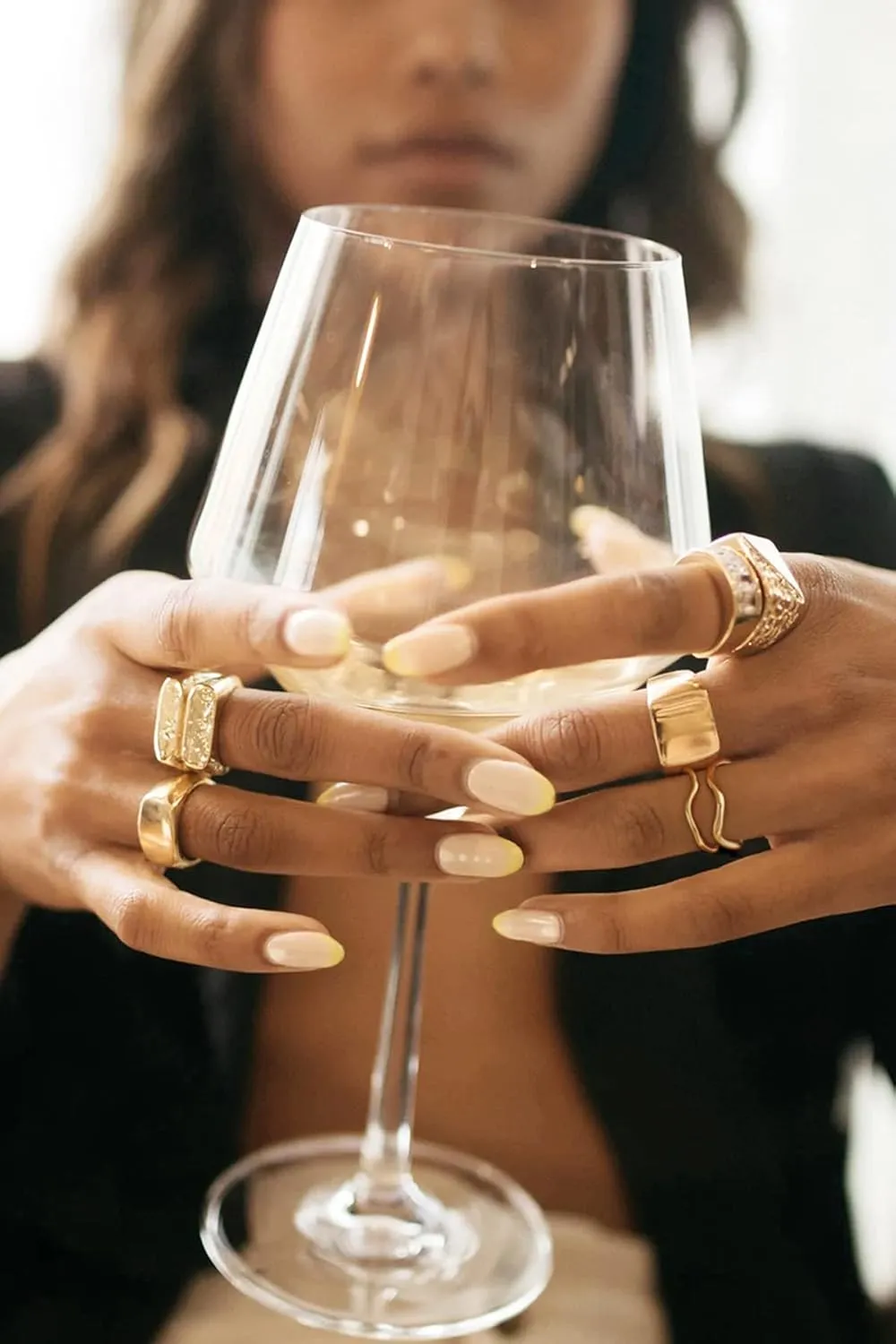 18k Gold Adjustable Circle Ring, Simple Link Chain Knuckle Rings CZ, Fashion Stacking Finger Jewelry
