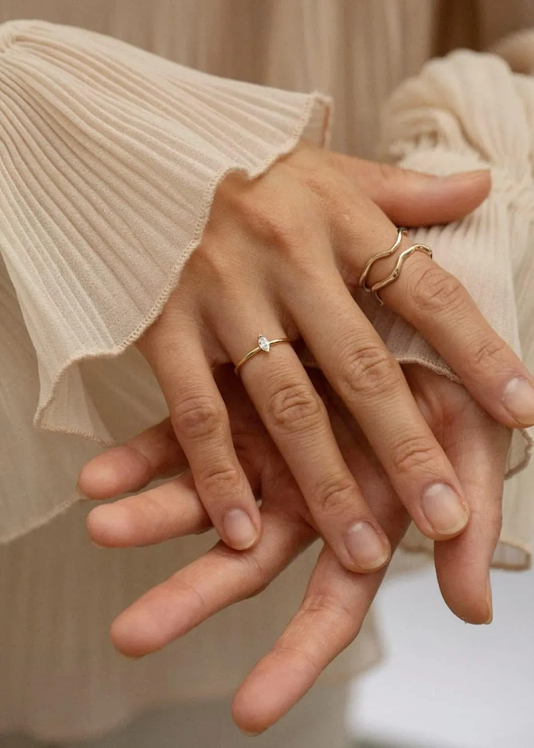 18k Gold Adjustable Circle Ring, Simple Link Chain Knuckle Rings CZ, Fashion Stacking Finger Jewelry