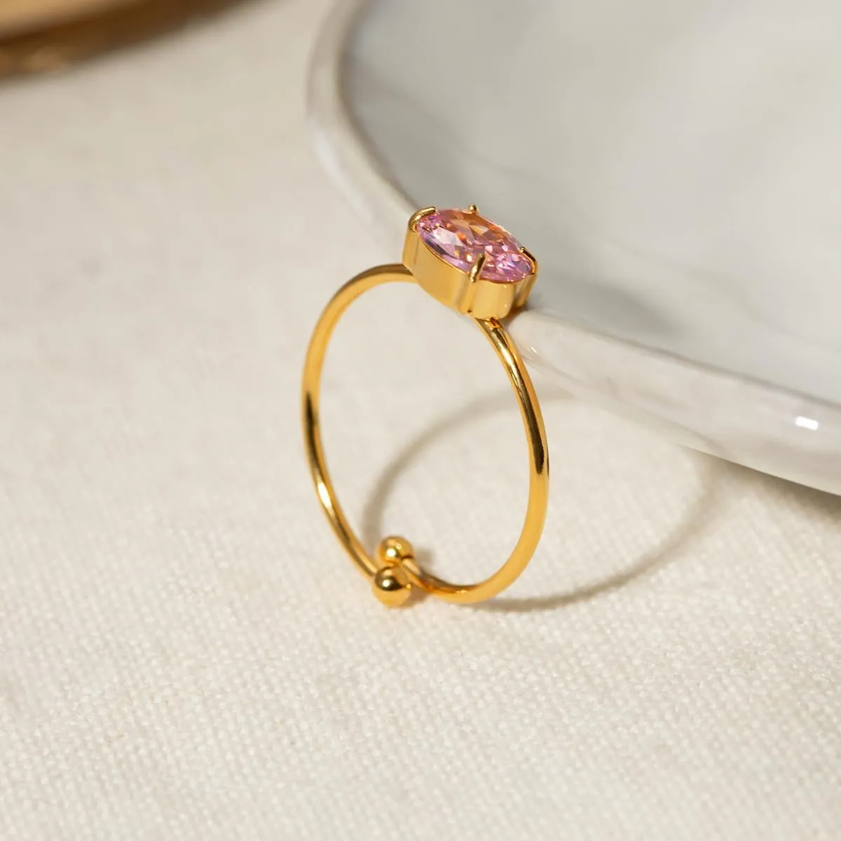 18K Gold Plated Adjustable Cubic Zirconia Stacking Rings - Open Eternity Band Knuckle Rings for Women