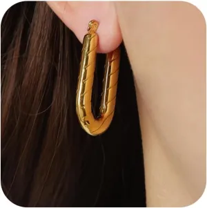 18K Gold Plated Cartilage Piercing Earrings - Big Hoop Earrings for Women, Huggie Hoop Earrings, Hypoallergenic Hoop Earrings Jewelry Gift