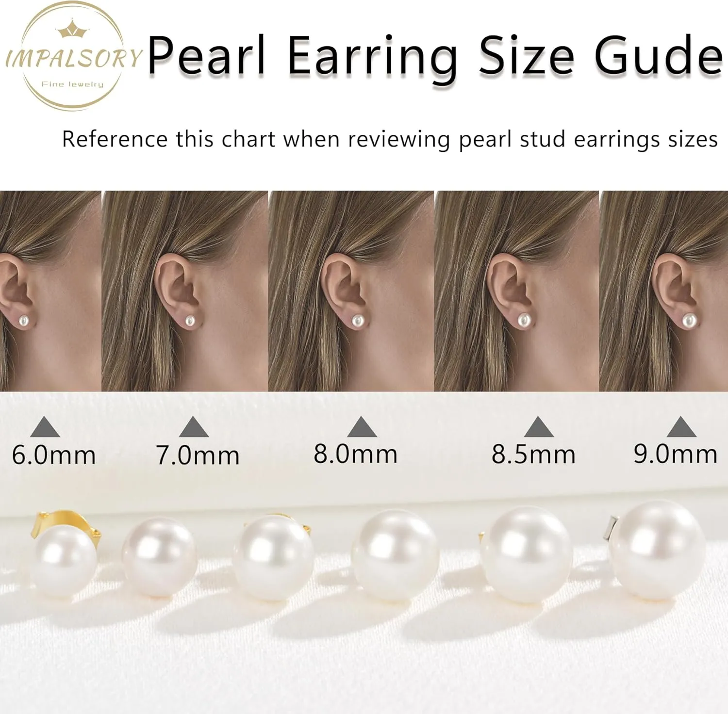18K Gold Plated Round White Freshwater Cultured Pearl Earrings Studs for Women