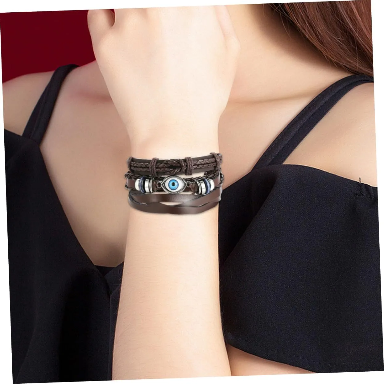 2 Pcs Woman Leather Bracelet Leather Wrist Valentines Plushie Womens Bangles Bracelets Stackable Stretch