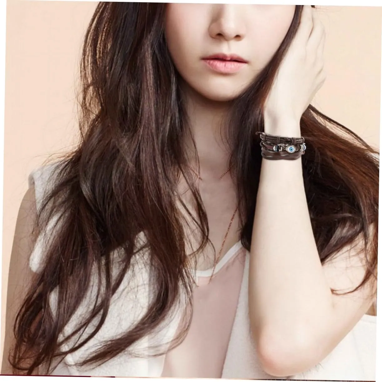 2 Pcs Woman Leather Bracelet Leather Wrist Valentines Plushie Womens Bangles Bracelets Stackable Stretch
