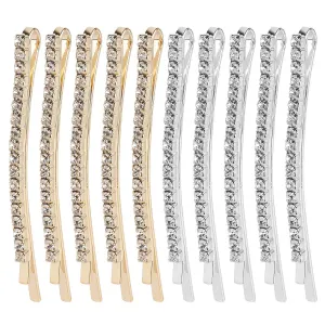 20 Pieces Rhinestone Bobby Pins Crystal Hair Clips Gold and Silver Diamond Hair Pin Sparkling Hair Barettes Sytling Decorative Accessories for Women and Girls