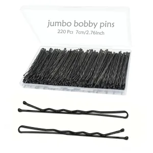 220pcs Large 2.76-Inch Bobby Pins for Women, Super Grip Black Hair Clips with Box - Reusable Non-Slip Pins for Thick, Long Hair