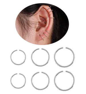 3 Pairs 14k Gold Plated Small Hoop Earrings Set for Women G23 Titanium Hypoallergenic Cartilage Nose Septum Helix Tragus Rings Multiple Piercing Jewelry 7mm 8mm 10mm Silver 22G