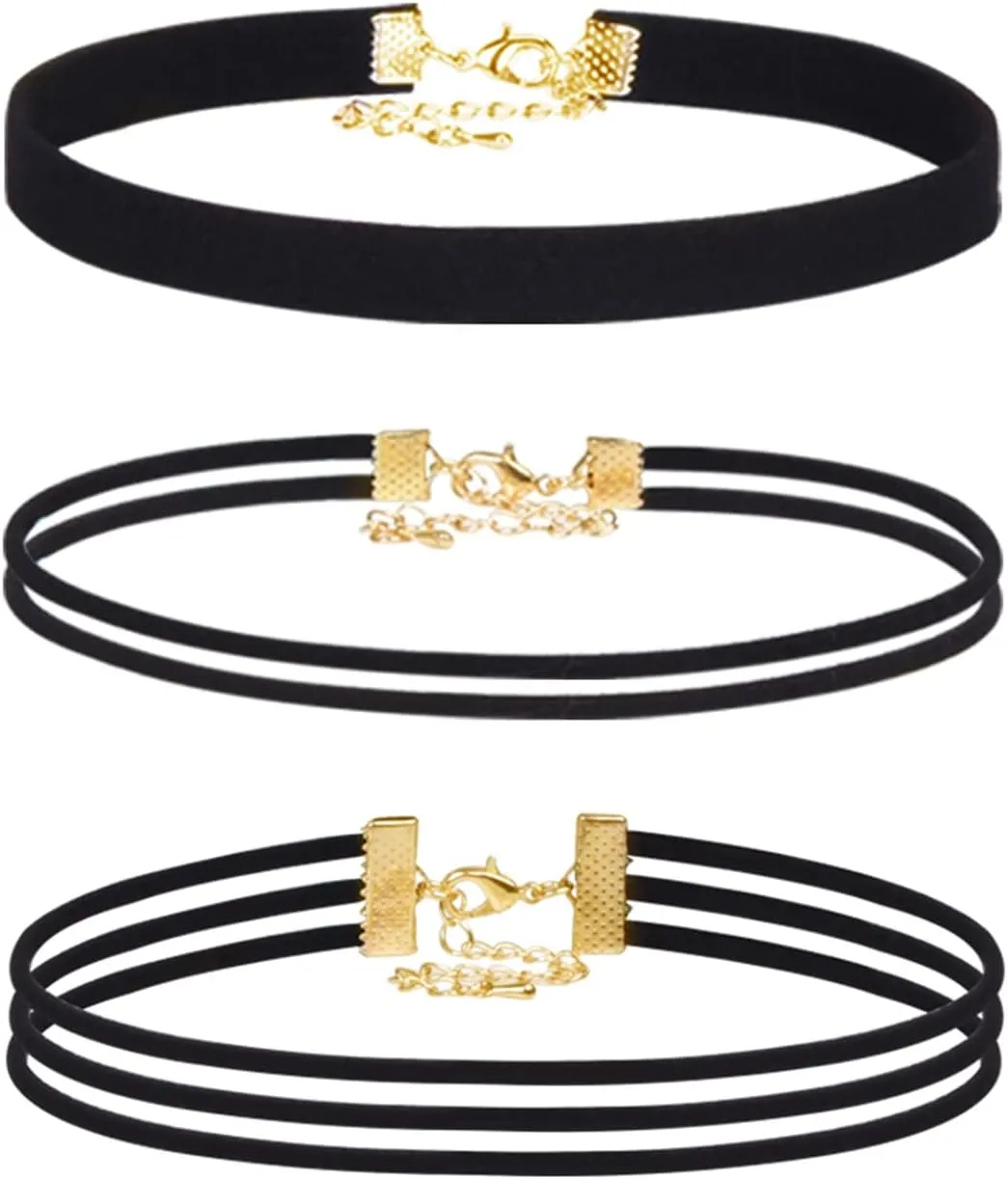 3 Pcs Classic Black Velvet Choker Necklace for Women Gothic Punk Classic Choker for Halloween Cosplay Jewelry Valentines Birthday Gifts