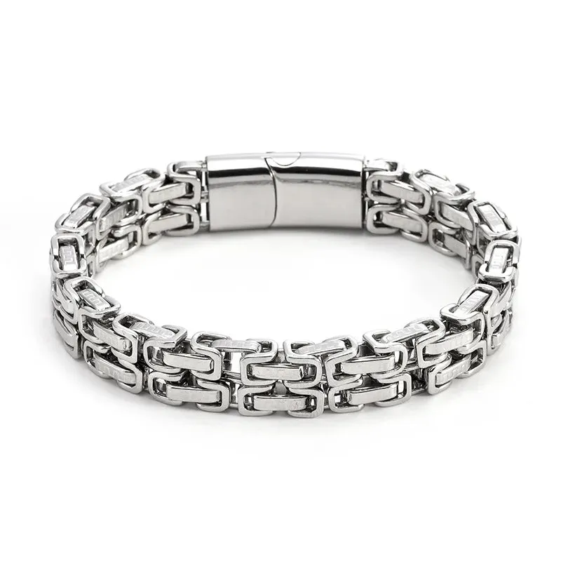 316L Stainless Steel Simple Hip Hop Thick Byzantine Bicycle Chain Bracelet for Men Women Kpop Gift  Jewelry
