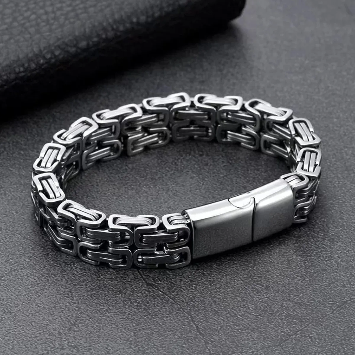 316L Stainless Steel Simple Hip Hop Thick Byzantine Bicycle Chain Bracelet for Men Women Kpop Gift  Jewelry