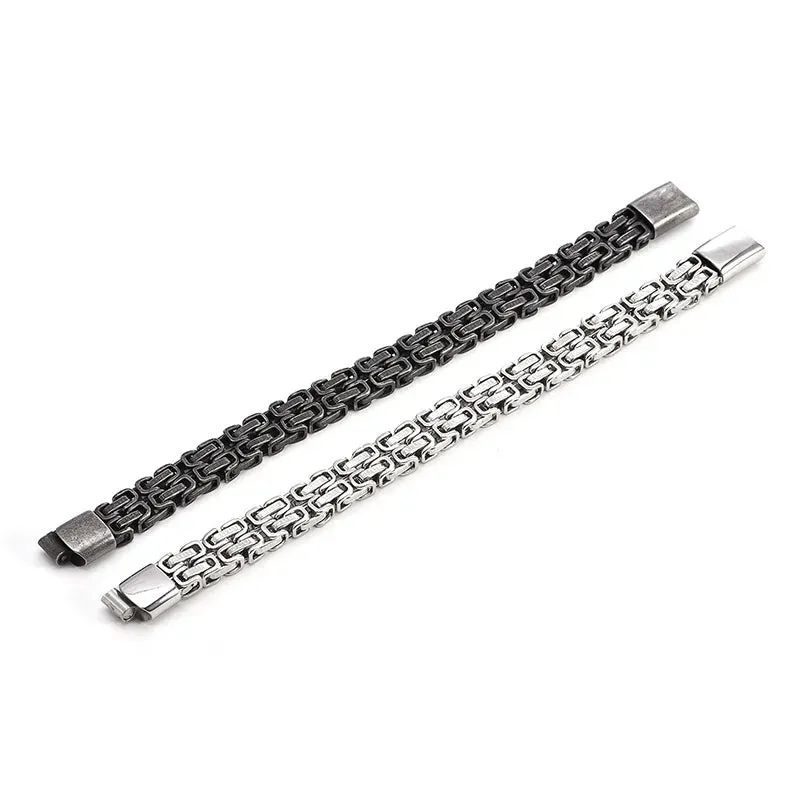 316L Stainless Steel Simple Hip Hop Thick Byzantine Bicycle Chain Bracelet for Men Women Kpop Gift  Jewelry