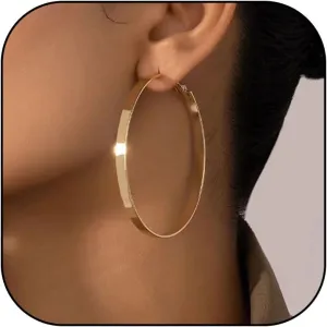3mm Wide Hoop Earrings for Women Trendy 14k Gold Plated large gold hoop earrings chunky Thick big hoops earrings Lightweight huggie hoop earrings jewelry gift for girls 40/50/60mm