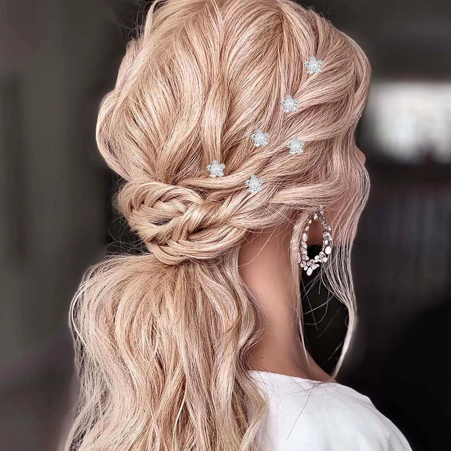 (48 Pcs,4 Styles) Pearl,Rhinestone Crystal Twisters Spiral Set Hair Pin Silver Coil for Wedding, Bridal, Prom, Party and Special Occasion with Clear Container