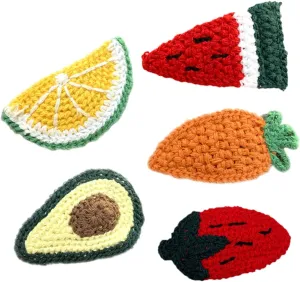 5Pcs Woolen Yarn Fruit Hair Clips Cute Watermelon Turnip Avocado Lemon Strawberry Accessories for Stylish Knitted Barrettes for Young Women
