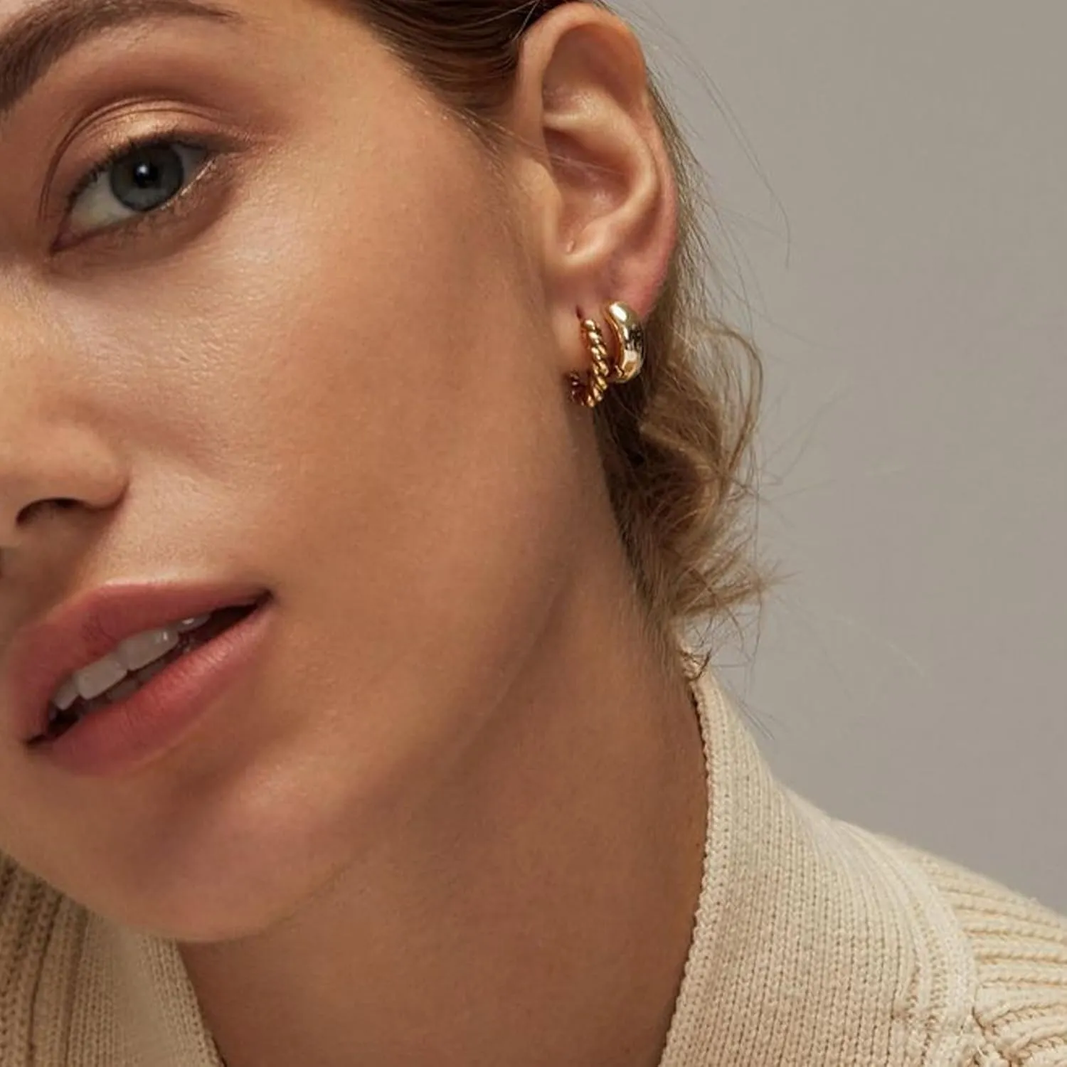 6 Pairs Small Gold Hoop Earrings for Women, 14K Lightweight Huggie Gold Hoops Set, Multipack Hypoallergenic Gold Plated Hoop Earrings, Fashion Cartilage Hoop Earring Set Jewelry for Women