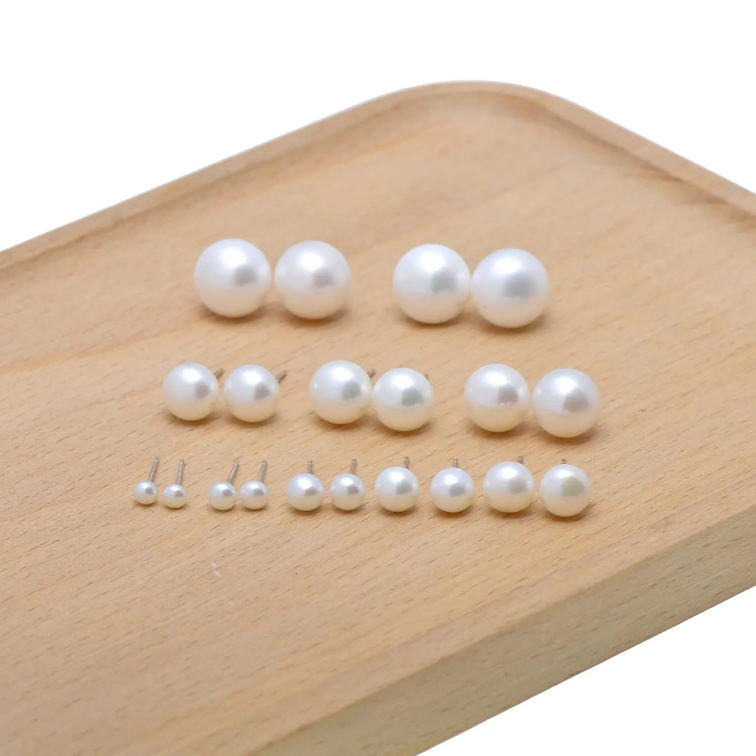 8-9 MM Freshwater Cultured Round Button Pearls Stud Earrings, Sterling Silver Posts