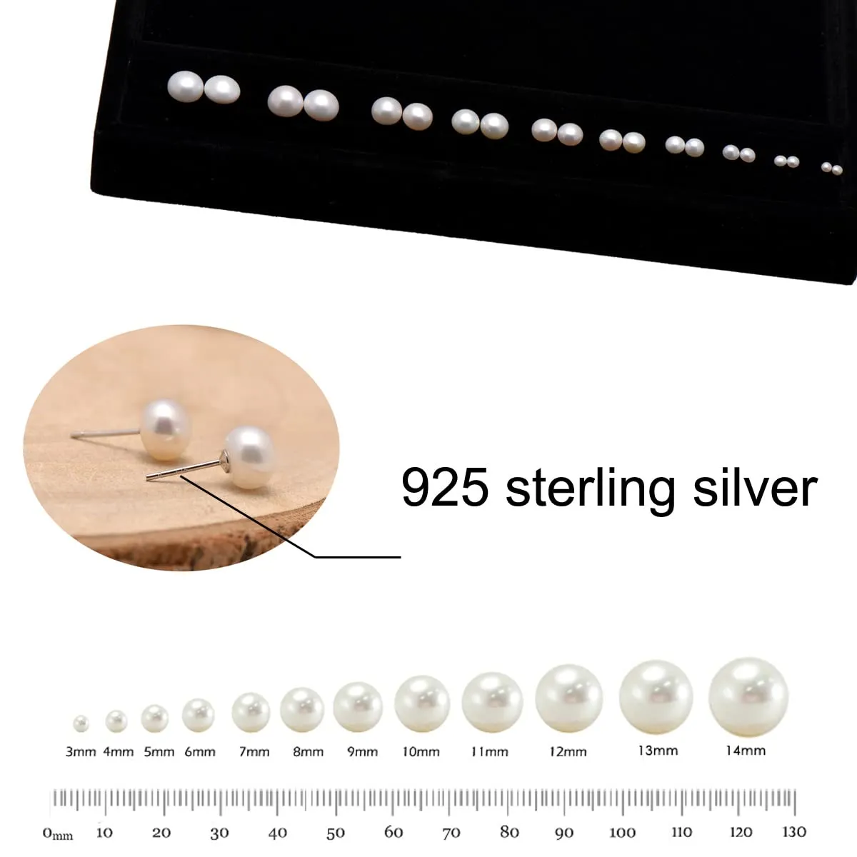 8-9 MM Freshwater Cultured Round Button Pearls Stud Earrings, Sterling Silver Posts