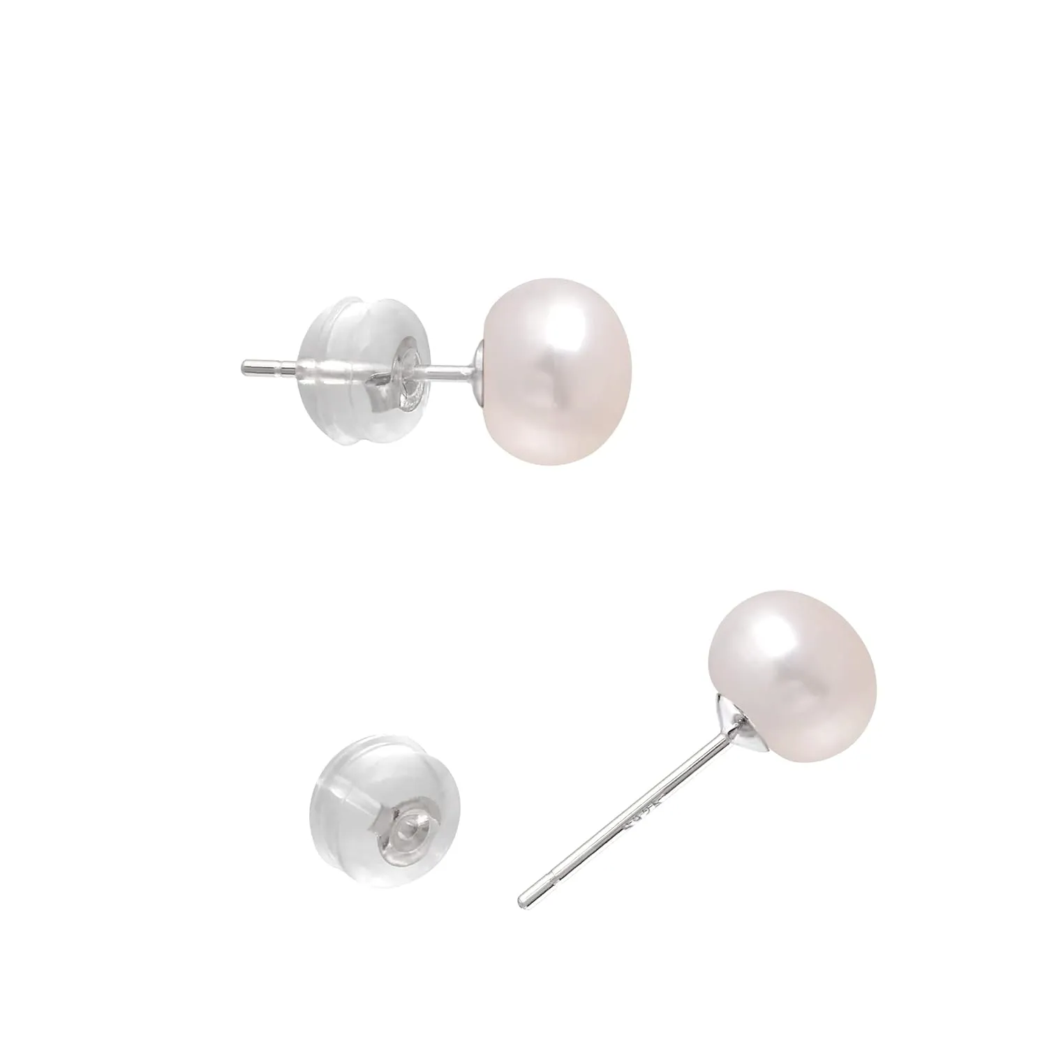 8-9 MM Freshwater Cultured Round Button Pearls Stud Earrings, Sterling Silver Posts