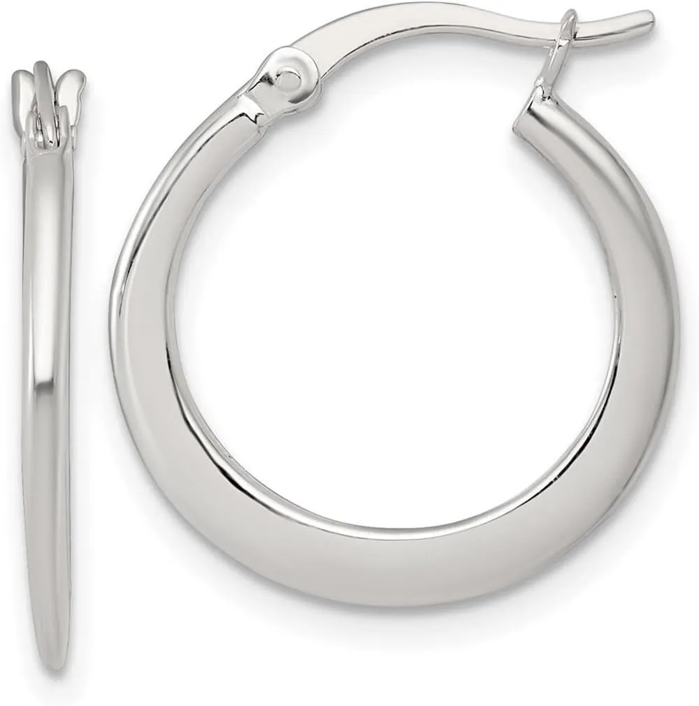 925 Sterling Silver Polished 20.0mm Tapered Round Hoop Earrings 21.25x20mm Wide 1.5mm Thick-Hoop Earring for Women