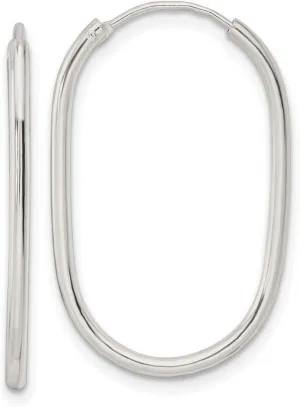 925 Sterling Silver Polished Endless Oblong Hoop Earrings 28.45x18.7mm Wide 1.5mm Thick-Hoop Earring for Women