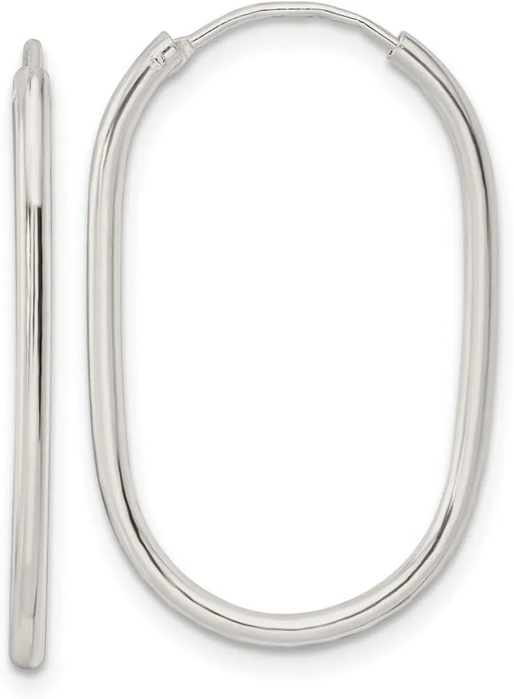 925 Sterling Silver Polished Endless Oblong Hoop Earrings 28.45x18.7mm Wide 1.5mm Thick-Hoop Earring for Women