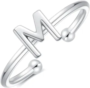 925 Sterling Silver Rings - Adjustable Initial & Stackable Cute Rings for Women - Jewelry Gifts