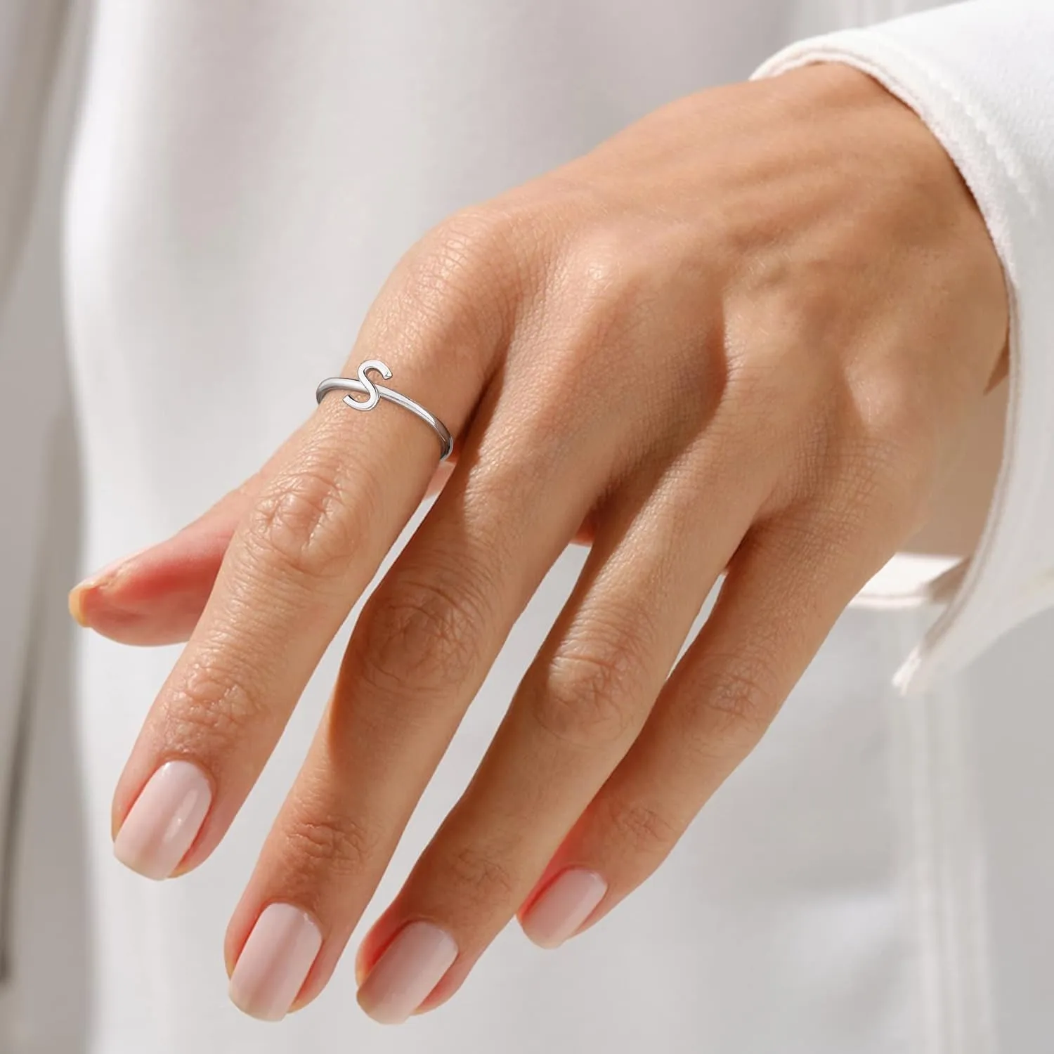 925 Sterling Silver Rings - Adjustable Initial & Stackable Cute Rings for Women - Jewelry Gifts