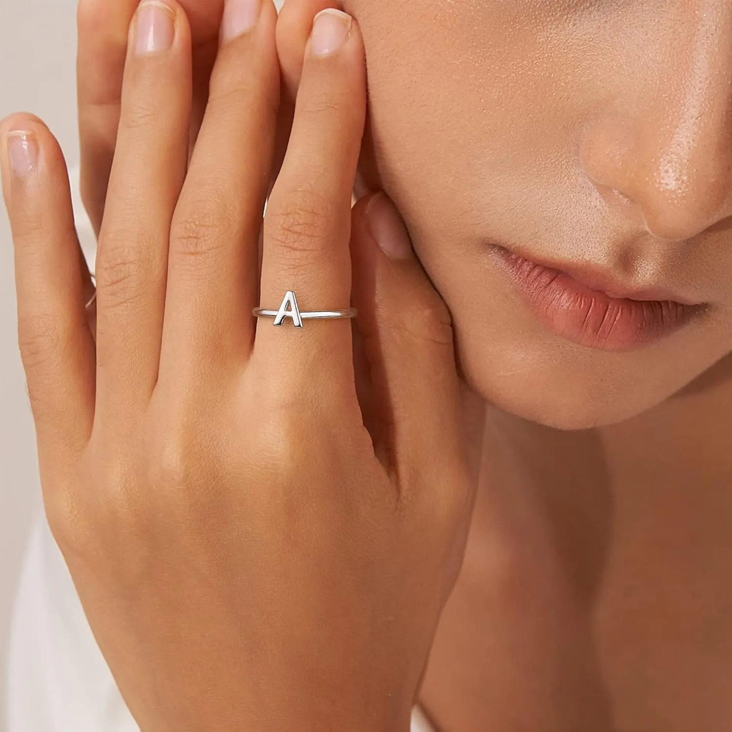 925 Sterling Silver Rings - Adjustable Initial & Stackable Cute Rings for Women - Jewelry Gifts