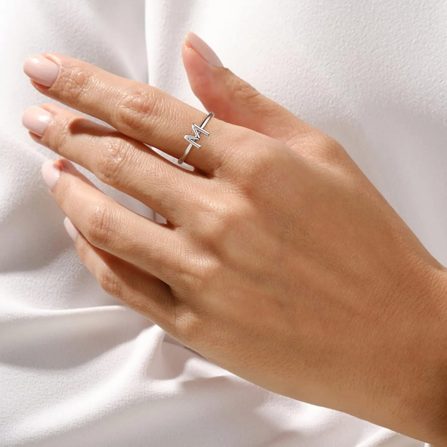 925 Sterling Silver Rings - Adjustable Initial & Stackable Cute Rings for Women - Jewelry Gifts