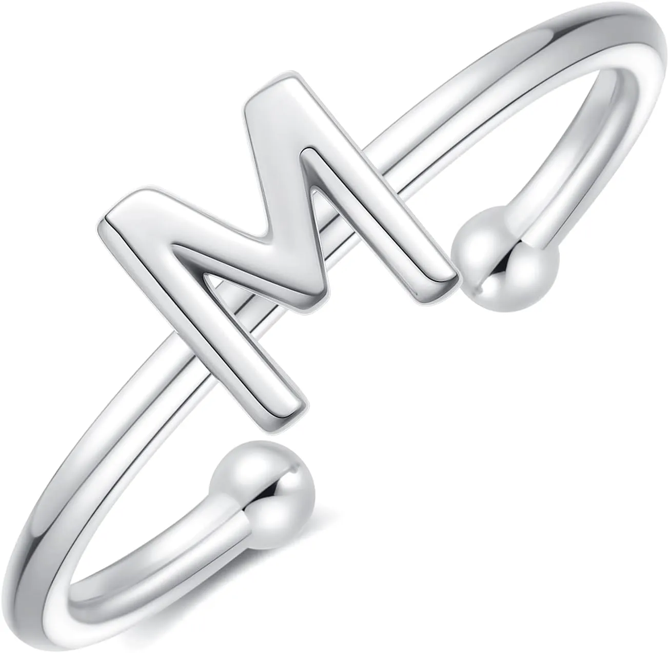 925 Sterling Silver Rings - Adjustable Initial & Stackable Cute Rings for Women - Jewelry Gifts